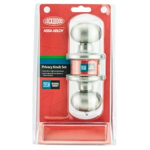 Lockwood Satin Stainless Steel Symmetry Manor Privacy Knobset