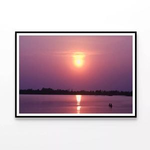 Lake Has an Orange Sky & Sunset  Print 100% Australian Made 120x90cm  (Poster)