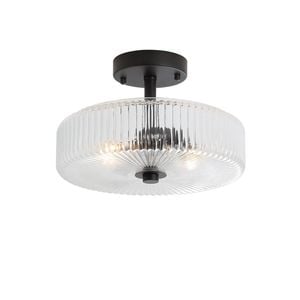 Oriel Lighting Worth Fluted Glass Ctc Pendant Light Black