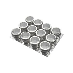 Kitchee Magnetic Spice Jar Tins And Steel Plate Set of 12