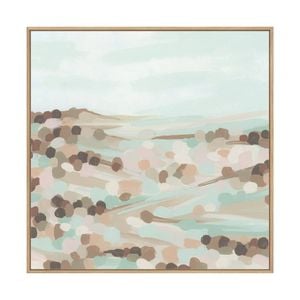 Artey | Pastel Mint Vista I - Framed Canvas - Natural Frame - 50 x 50cm