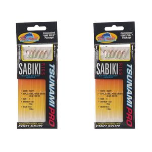 2x Tsunami 6 Red Hook Sabiki Rig - TS68G Hage Green Head Flash and Beads Size 6