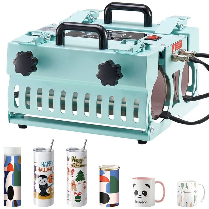 VEVOR Tumbler Heat Press Machine with 2 Station Heaters 11-30oz Dual Independent Display Screens