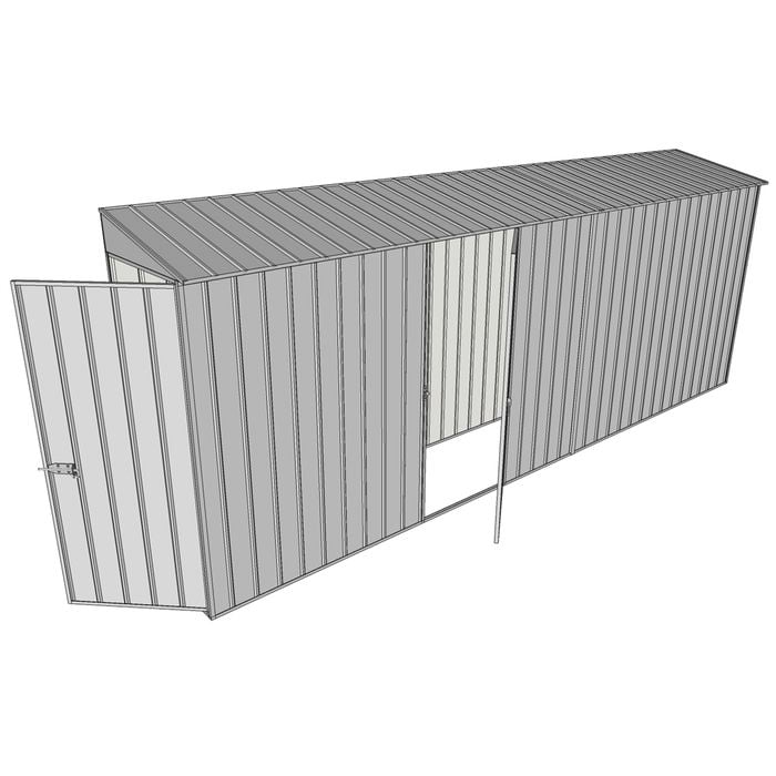 Build-a-Shed 0.8 x 5.2 x 2m Single Hinged Door Skillion Shed with Single Hinged Side Door - Zinc