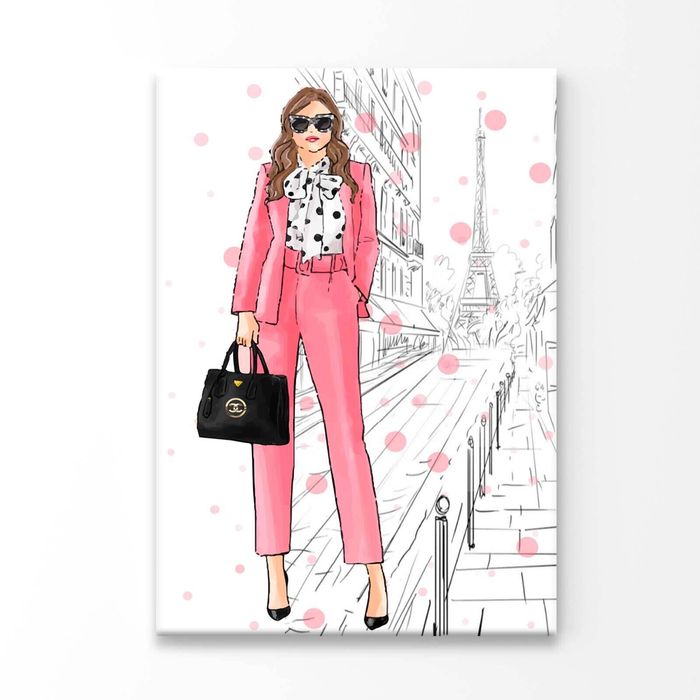 Stylish Boss Lady And Her Handbag Print 100% Australian Made 60x90cm (Stretched Canvas)