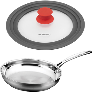 Scanpan Pyrolux Combo Frying Fry Pan and Lid Set Stainless Steel Silver 11"