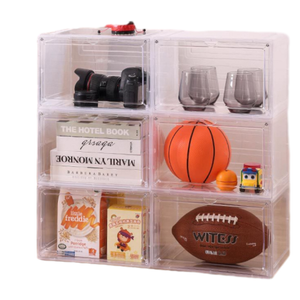 Provecta 6 Pack Clear Stackable Shoe Storage Boxes With Magnetic Drop Front Lid