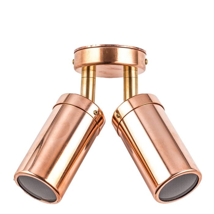 CLA Lighting GU10 Exterior Wall Pillar 2-Light Adjustable Spot Light (Light Weight Copper) IP54