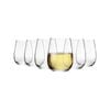LAV 6 Piece Gaia Stemless White Wine Glasses Set - Modern Glass Goblets Tumblers - 360ml