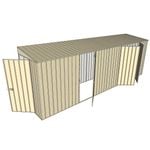 Build-A-Shed 1.2 x 6.0 x 2.0m Tunnel Shed Tunnel Hinged Door with 3 Hinged Side Doors - Cream