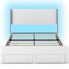 Costway Queen Size Bed Frame Rgb Led Platform Bed Upholstered Headboard