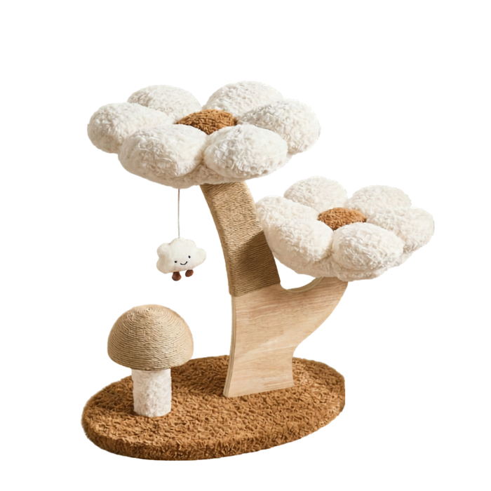 Flower Series Cat Tree White – 2 Platforms