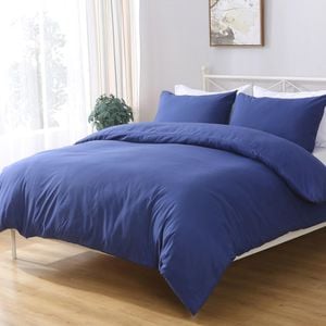 LINENOVA Microfiber Soft 1200TC Quilt Cover Set Navy Blue King