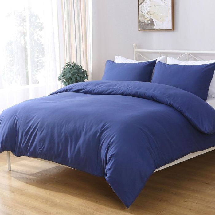 LINENOVA Microfiber Soft 1200TC Quilt Cover Set Navy Blue King