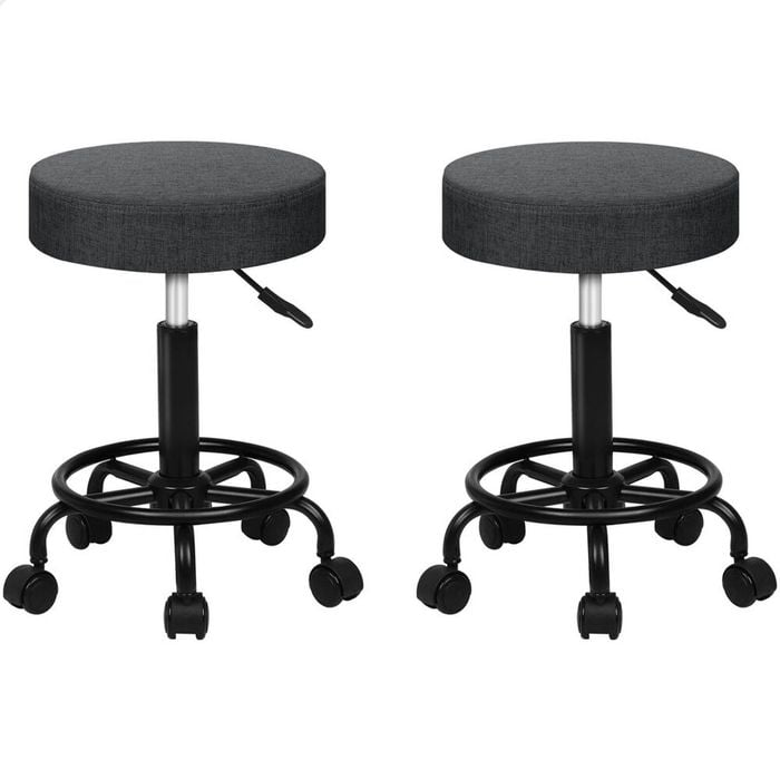 ALFORDSON Salon Stools Fabric Grey Black 2X