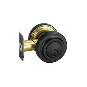 Delf Matte Black Low Profile Round Double Cylinder Deadbolt