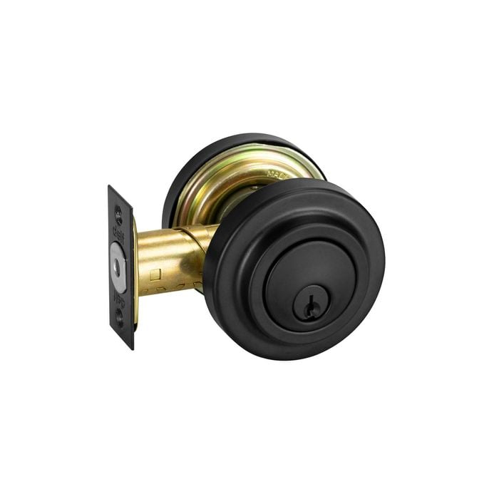 Delf Matte Black Low Profile Round Double Cylinder Deadbolt