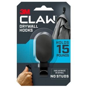 3M 7kg Black CLAW Wall Hook - Black 7kg