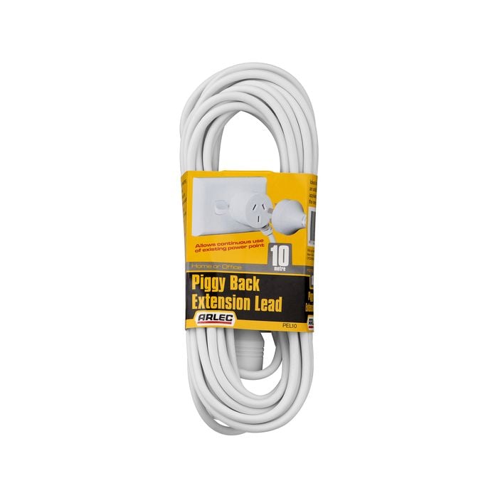 Arlec 10m White Piggyback Extension Lead