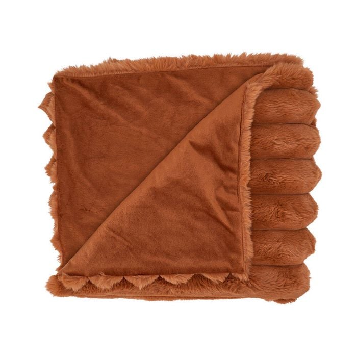 Annabel Trends Ribbed Fur Blanket Throw Home Bedding 130x160cm Toffee