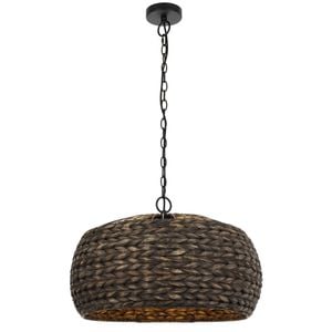 Telbix Antera Modern Pendant Hanging Lamp Light Metal Water Hyacinth Black Natural Matte