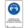 Pinnacle 300 x 200mm Poly Hearing / Eye Protection Must Be Worn In This Area Sign