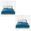 SOGA 2X Lake Blue Fleece Throw Blankets