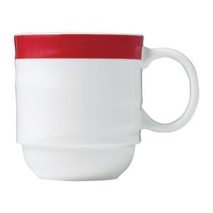 Royal Porcelain Coffee Mug Maxadura Resonate Red Band Stackable 350ml 12 Pack