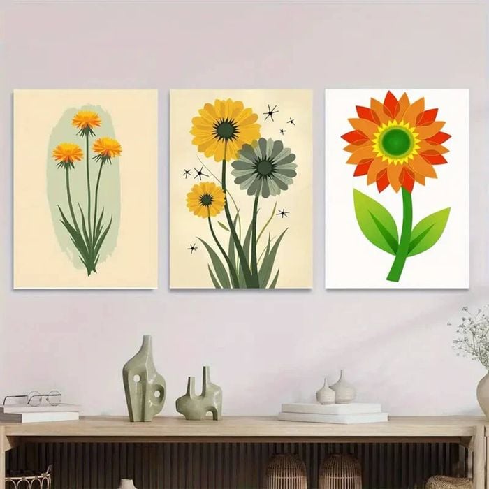 3pcs Vibrant Yellow & Orange Botanical  Print 100% Australian Made 3 x 40x60cm (Metal Print)