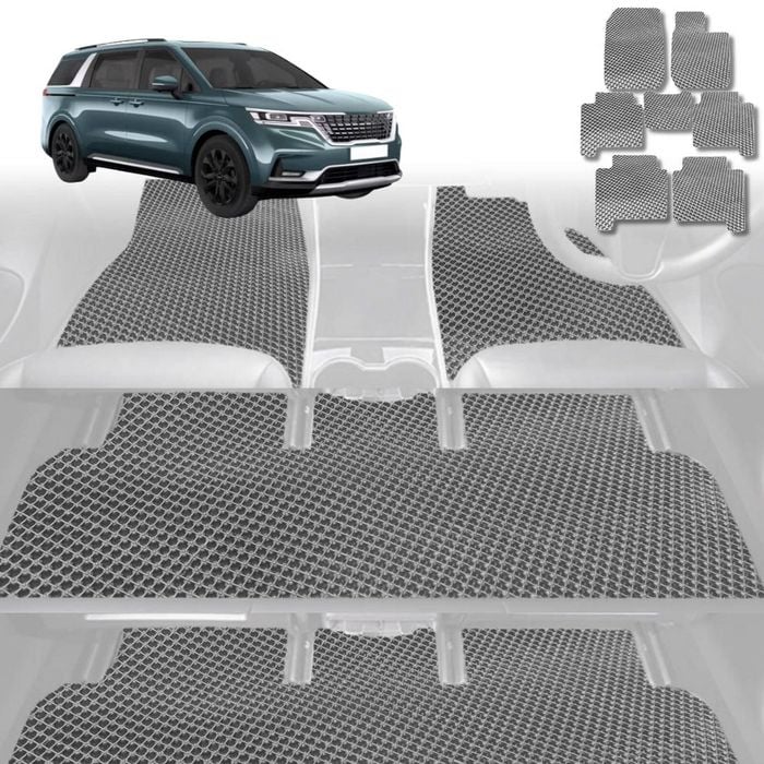 6D Diamond Car Floor Mats for Kia Carnival 2021-Current-Ultimate Set-Grey-Outback GT