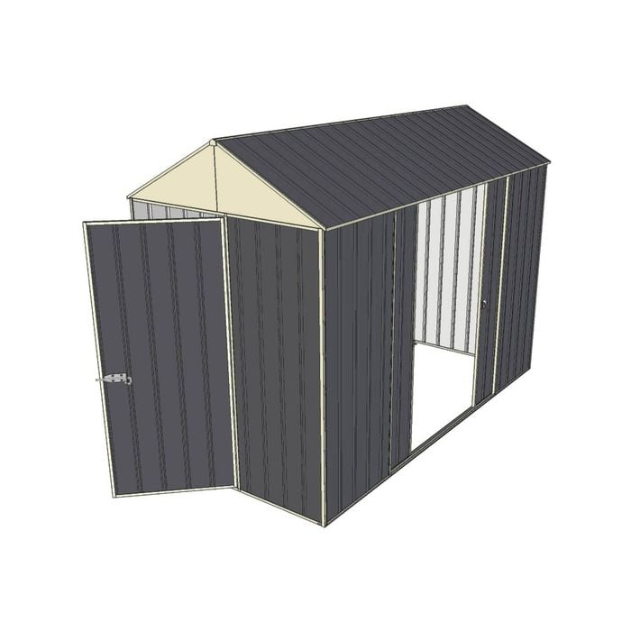 Build-a-Shed 1.5 x 3.0 x 2.3m Front Gable Single Hinged Narrow Shed with Double Sliding Doors - Grey