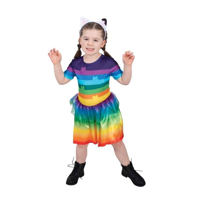 Gabby Rainbow Tutu Kids Halloween Costume from Gabby's Dollhouse with Dress, 3-5-YRS