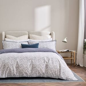 Christy Ditsy Gingham Blue Quilt Cover Set Cotton Sateen King Multi