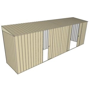 Build-A-Shed 1.2 x 6.0 x 2.0m Skillion Single with Double Sliding Side Doors Shed - Cream