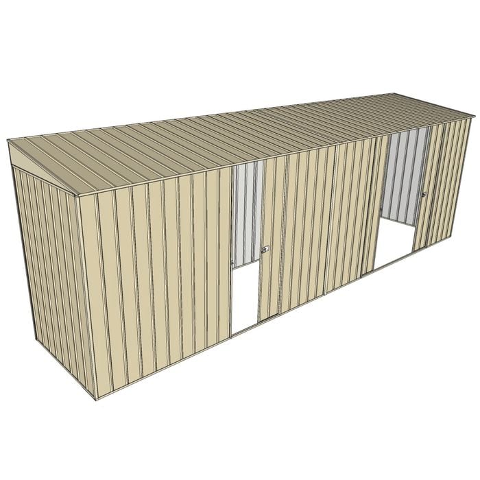Build-A-Shed 1.2 x 6.0 x 2.0m Skillion Single with Double Sliding Side Doors Shed - Cream