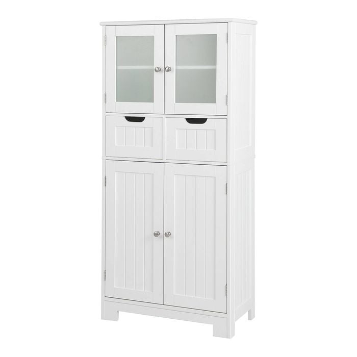 Costway Floor Storage Kitchen Organizer with 3-position Shelves White