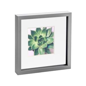 Nicola Spring Acrylic 3D Box Photo Frame with 6" x 6" Mount - 10" x 10"  - Grey