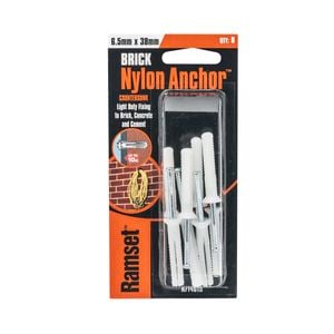 Ramset 6.5 x 38mm Brick Nylon Anchor - 8 Pack