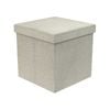 Flexi Storage Living 380 x 380 x 380mm Soft Grey Linen Square Storage Ottoman