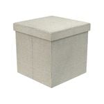 Flexi Storage Living 380 x 380 x 380mm Soft Grey Linen Square Storage Ottoman