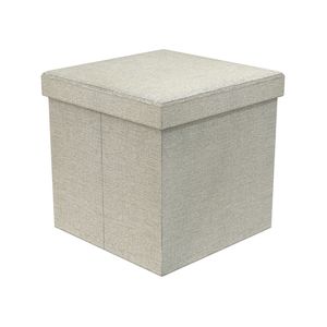 Flexi Storage Living 380 x 380 x 380mm Soft Grey Linen Square Storage Ottoman