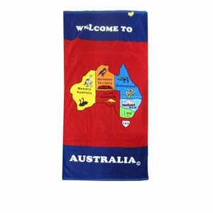 Australian Souvenir Cotton Beach Towel 75 X 150 Cm Map Sign