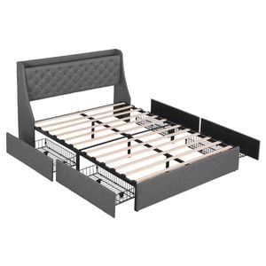 Artiss Double Bed Frame With 4 Storage Drawers Charging Station