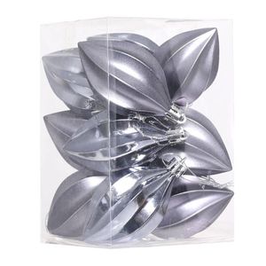 Catzon 12 Pcs Finial Drop Christmas Ornaments Shatterproof Baubles with String for Holiday-Grey