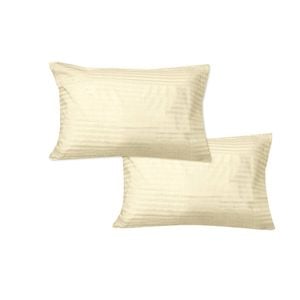 600TC Pair of Wide Self Striped Standard Pillowcases Buttercup