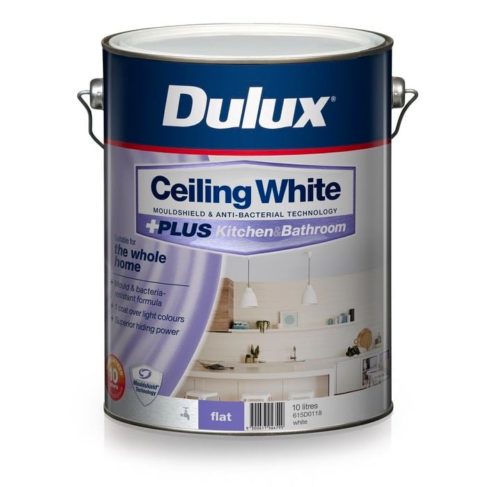 Dulux 10L White Ceiling +PLUS Kitchen And Bathroom Paint - Bunnings Australia