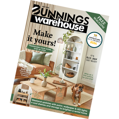 Bunnings Magazine July edition tilted cover.