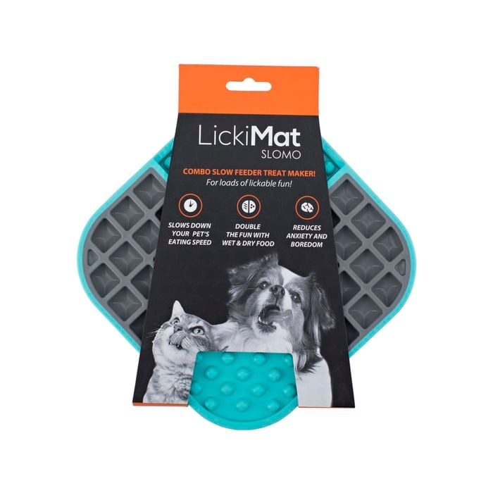 LickiMat Slomo Wet & Dry Double Slow Food Dog Bowl - Blue