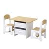 Oikiture Kids Table and Chairs Set with Toy Storage Box Wooden White