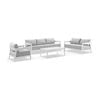 Bronte 3+2+1 Outdoor Aluminium Lounge Setting White With Coffee Table & Textured Olefin Grey Cushions